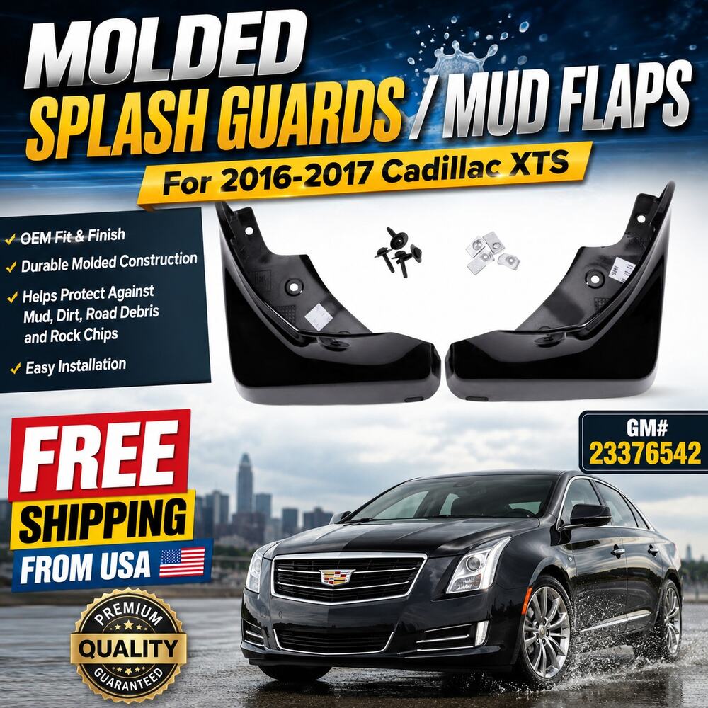 Molded Splash Guards/Mud Flaps For 2016-2017 Cadillac XTS, GM# 23376542